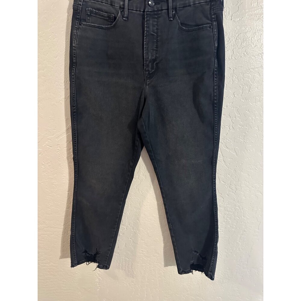 Y Good American Black Good Straight Raw Edge Cotton Casual Jeans - Picture 6 of 12